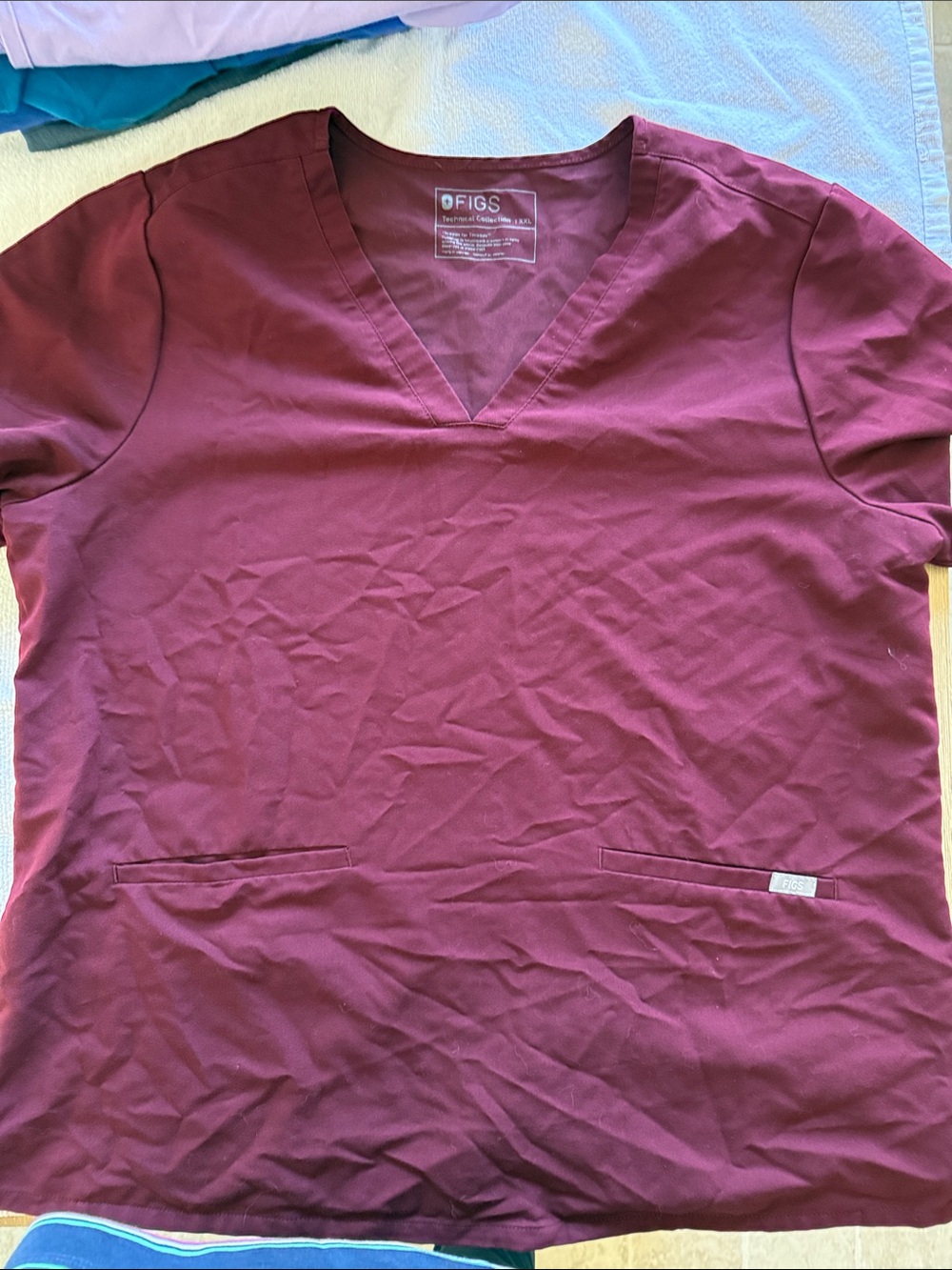 Figs maroon scrub top